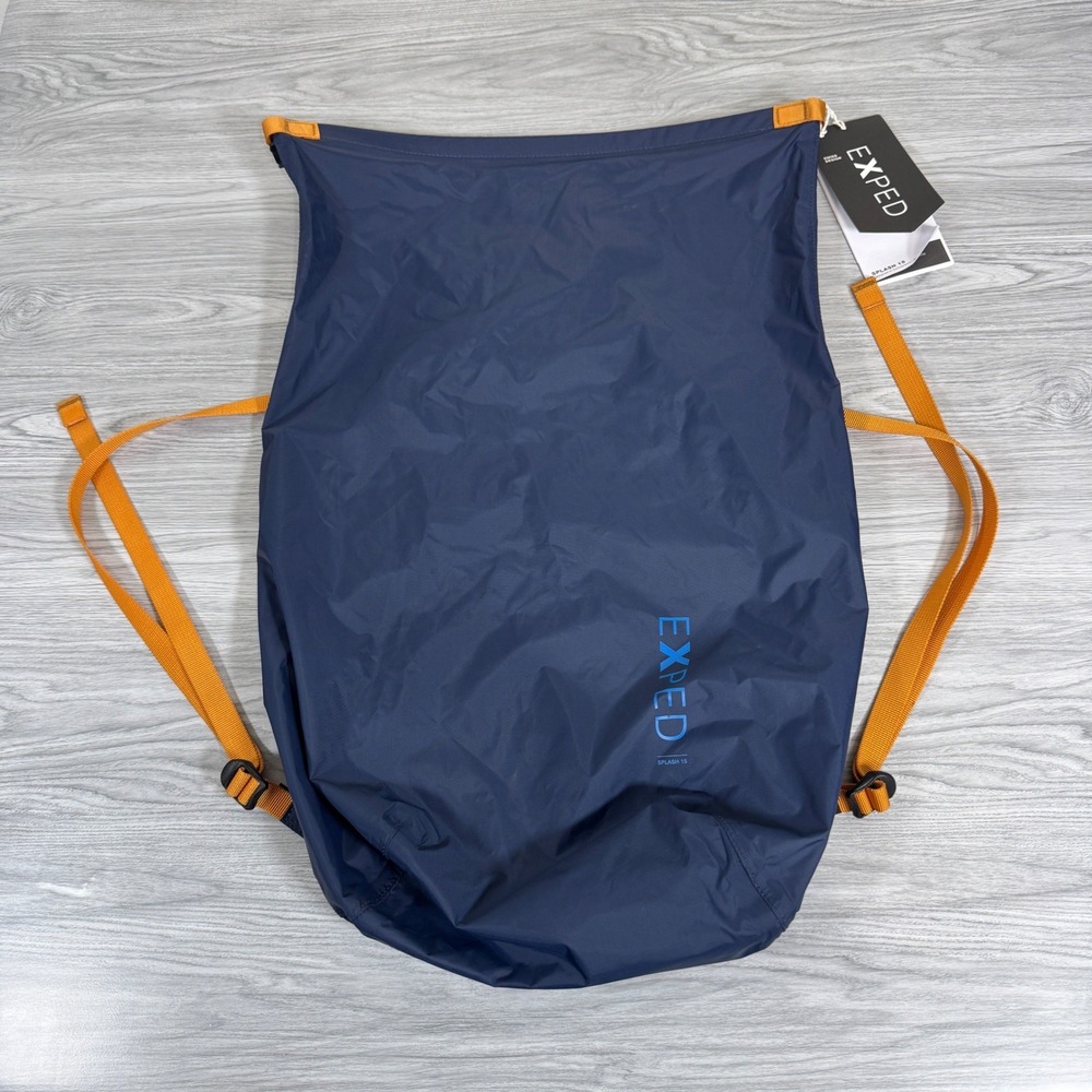 Exped Splash 15 Waterproof Folding Backpack Navy Blue Orange Dry Bag NWT